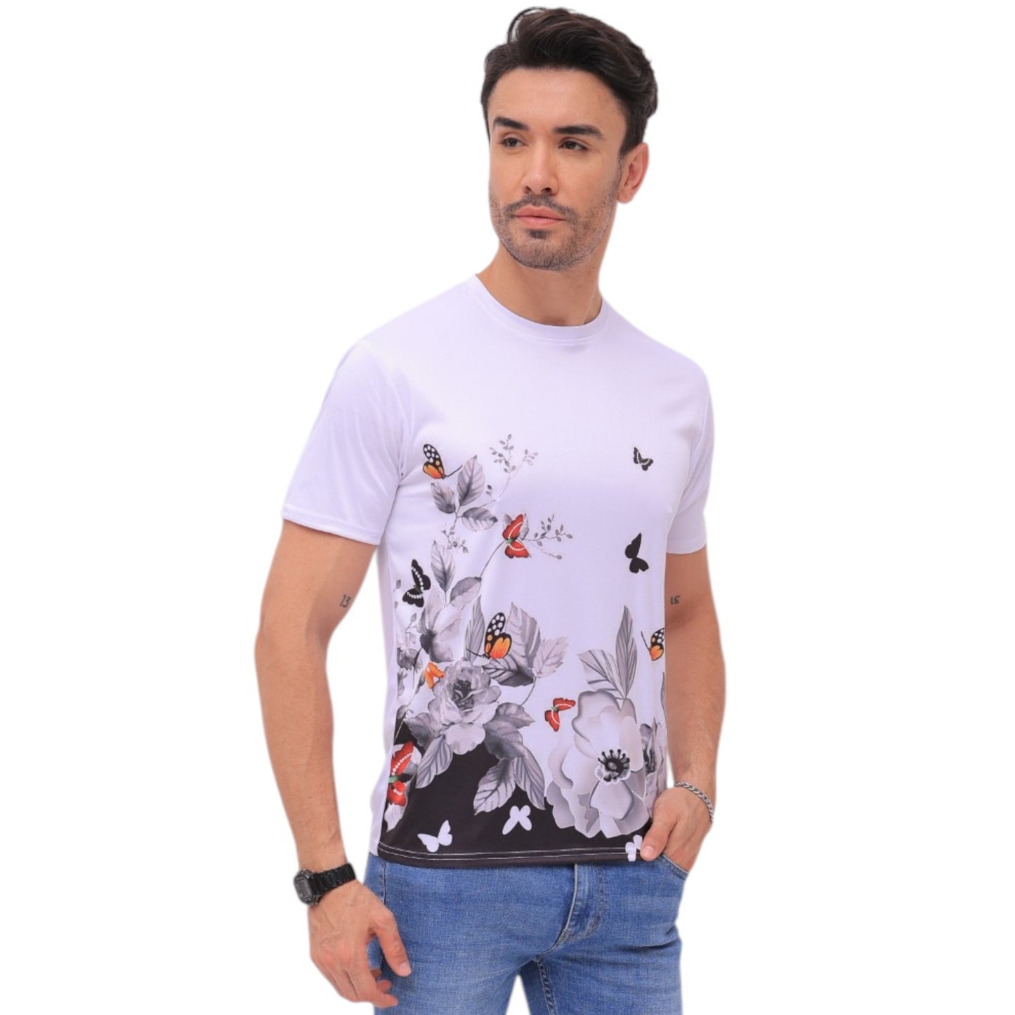 Round Neck Half Sleeves Men's Tshirt