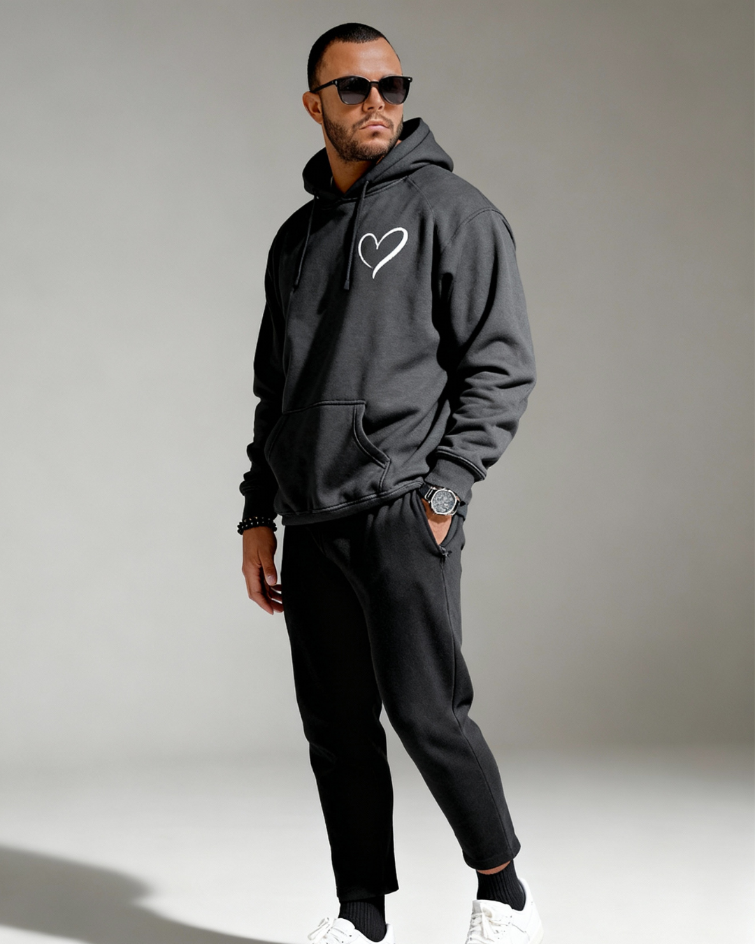 Hooded Sweatshirts Heart-shape  Men