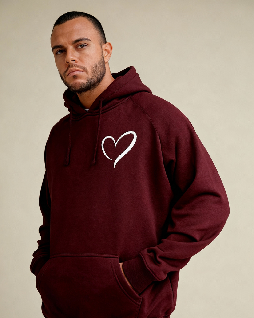 Hooded Sweatshirts Heart-shape  Men