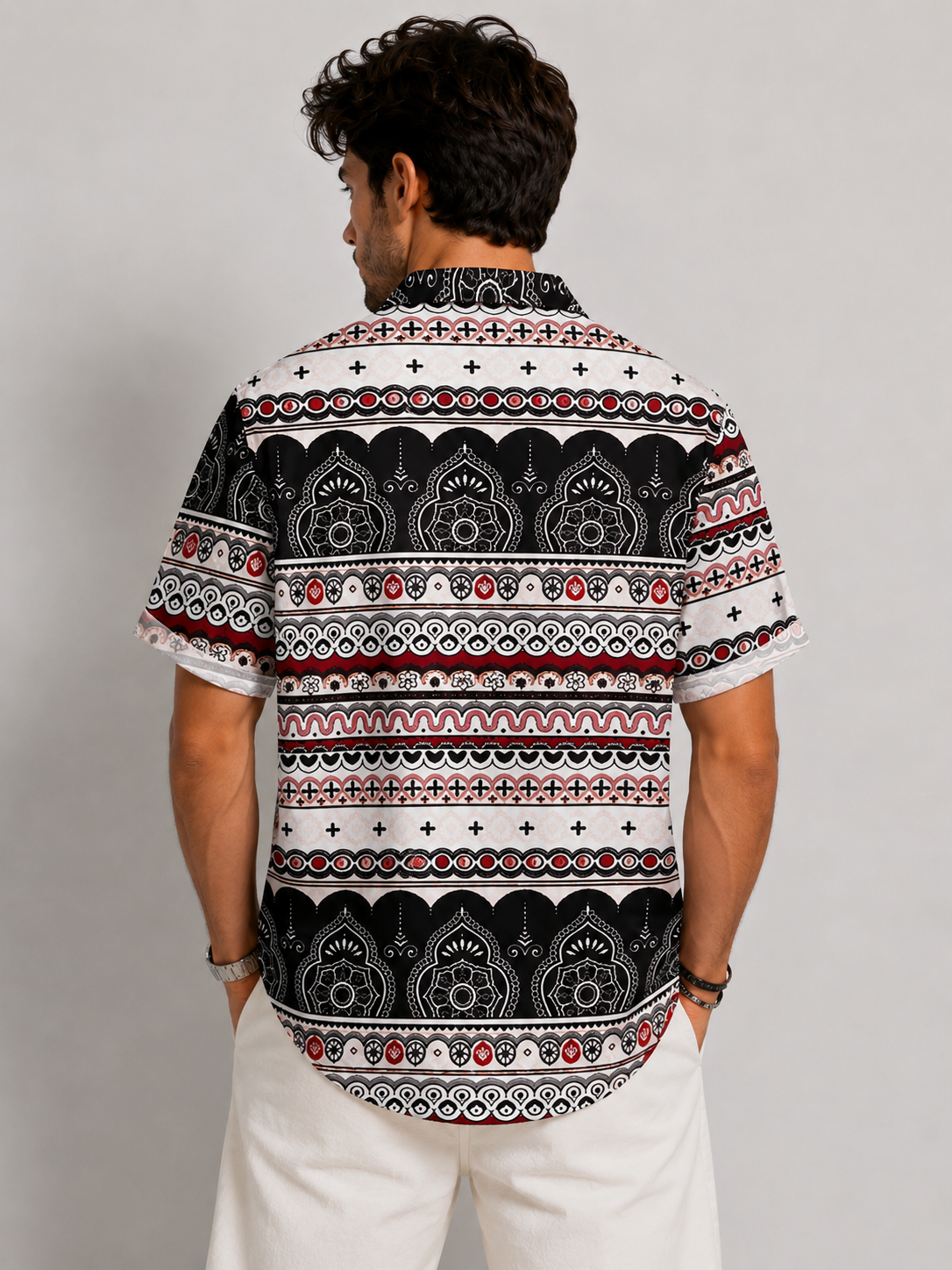 Half Sleeves Printed Maroon Shirt