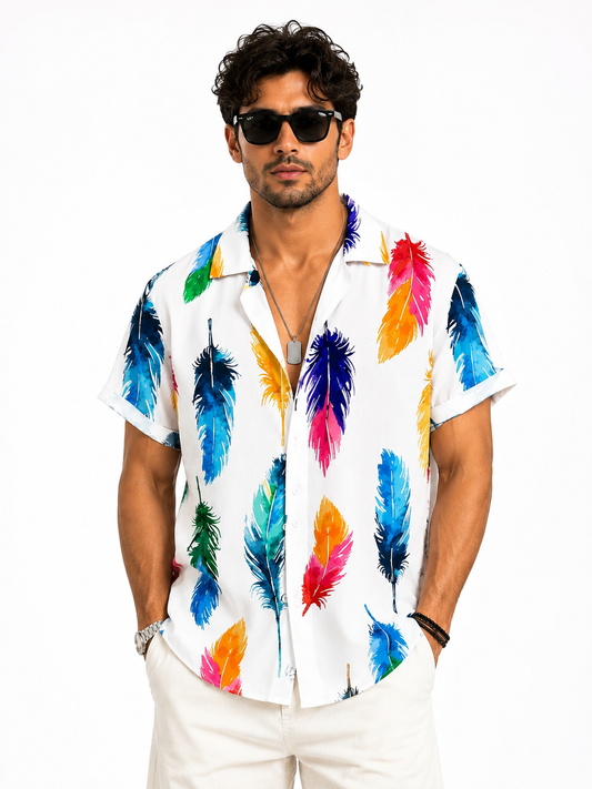 Half Sleeves Printed Multicolor Shirt