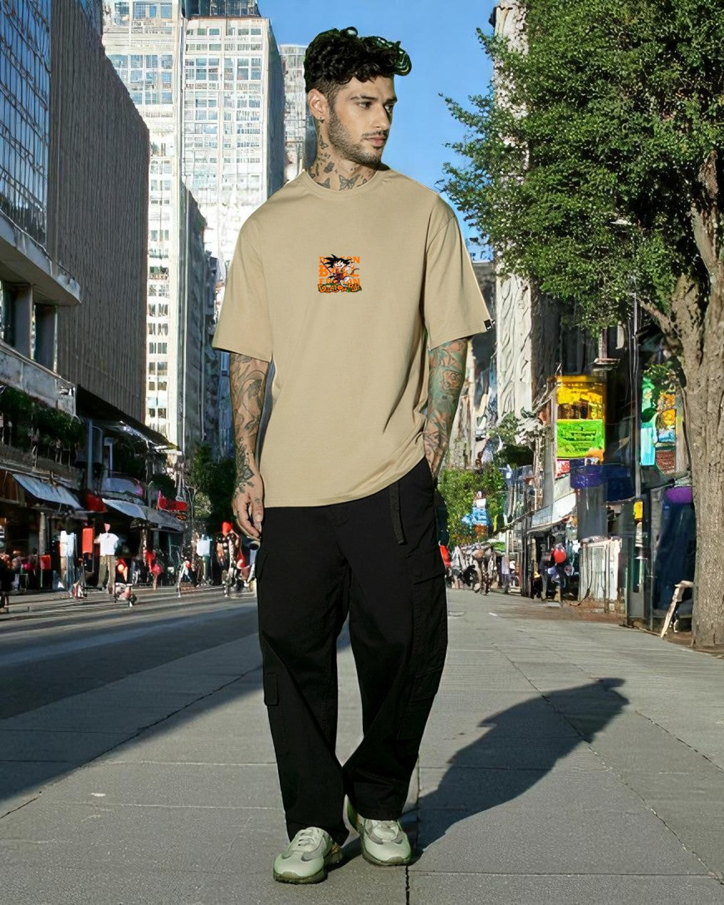Oversized Fit Printed Round Neck T shirt- Perfect for Casual Wear
