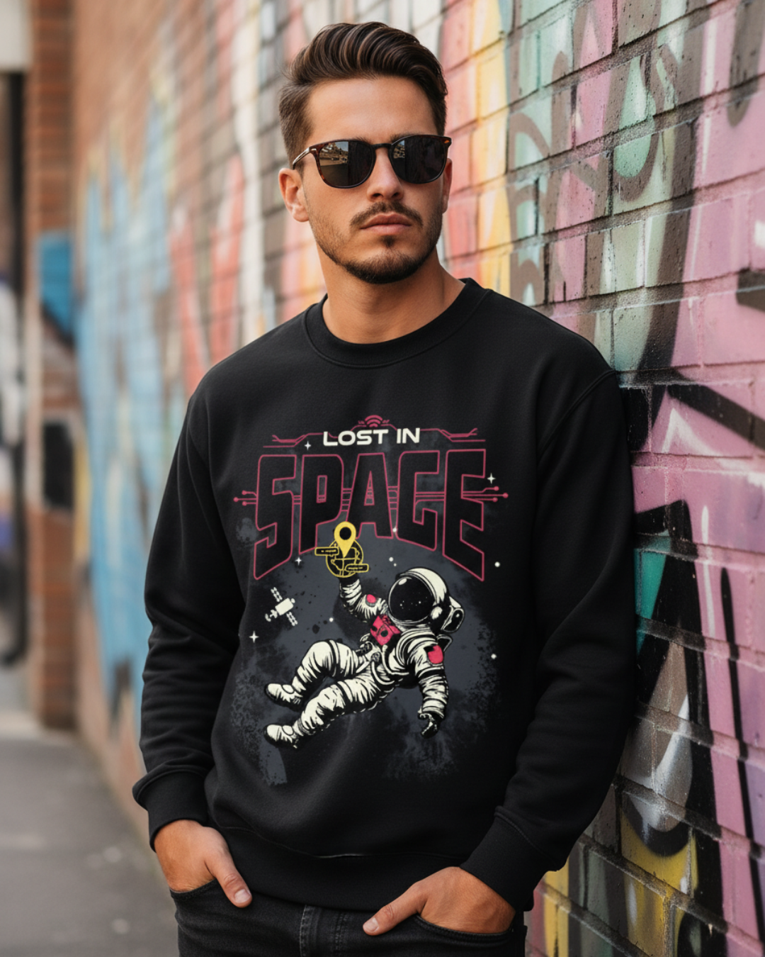 Men’s Black Printed Sweatshirt