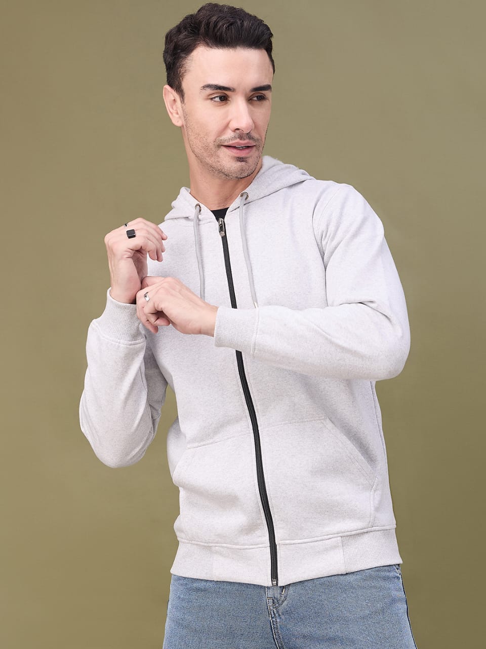Men's Grey Hoodie with Zipper