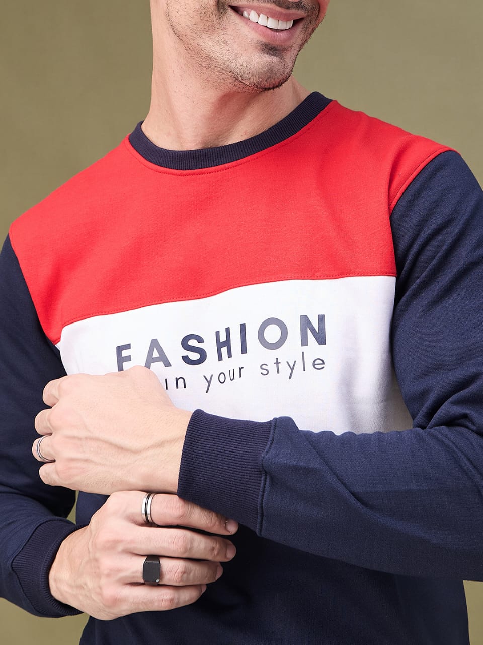 Men's Casual Sweatshirt with "Fashion" Print