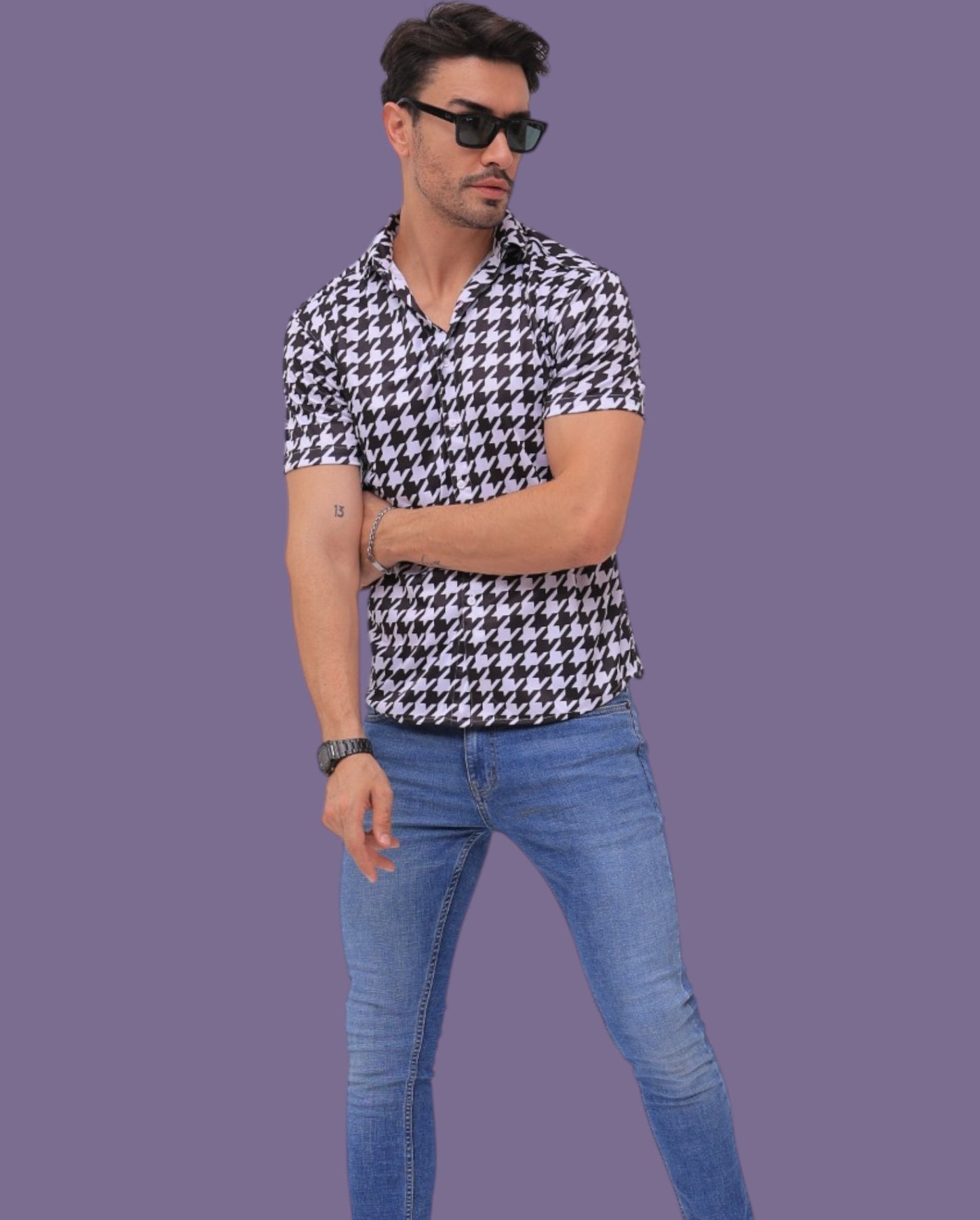 Half Sleeve Casual Shirt for Men – All-Over Printed Pattern