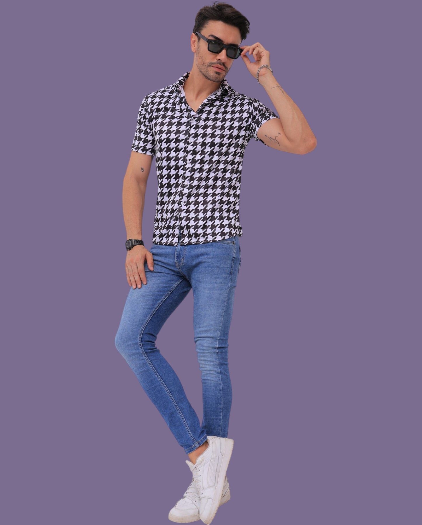 Half Sleeve Casual Shirt for Men – All-Over Printed Pattern
